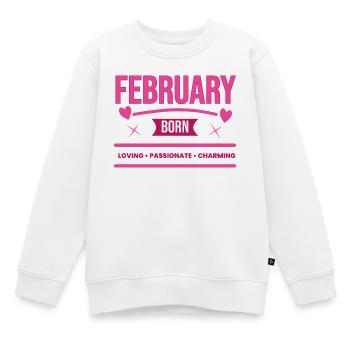 Cœurs nés en février - Sweat Premium enfant bio - blanc - Devant - AI Model Kid Male (0cm)