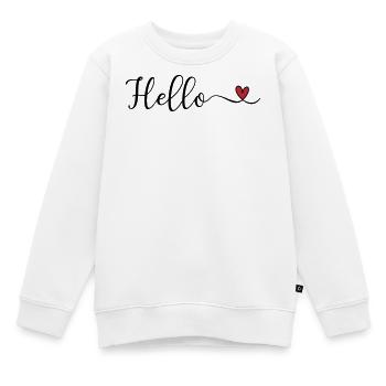 Bonjour Typographie du cœur - Sweat Premium enfant bio - blanc - Devant - AI Model Kid Male (0cm)