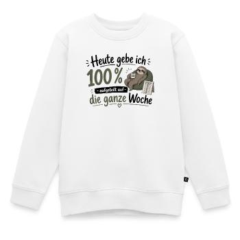 100% Energie verteilt: Wochenplan-Sloth - Kinder Premium Organic Sweatshirt - Weiß - Vorne - AI Model Kid Male (0cm)