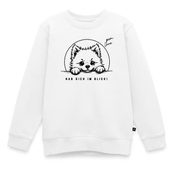 Zwergspitz - Hab dich im Blick! - Kinder Premium Organic Sweatshirt - Weiß - Vorne - AI Model Kid Male (0cm)
