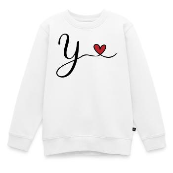 Conception initiale de monogramme en Y avec cœur - Sweat Premium enfant bio - blanc - Devant - AI Model Kid Male (0cm)