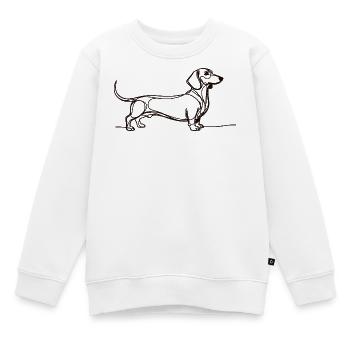 Chemise minimaliste teckel en une ligne avec un teckel - Sweat Premium enfant bio - blanc - Devant - AI Model Kid Male (0cm)
