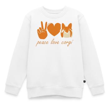Cœur de paix et d'amour Corgi - Sweat Premium enfant bio - blanc - Devant - AI Model Kid Male (0cm)
