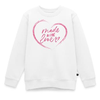 Fait avec le cœur de l’amour - Sweat Premium enfant bio - blanc - Devant - AI Model Kid Male (0cm)