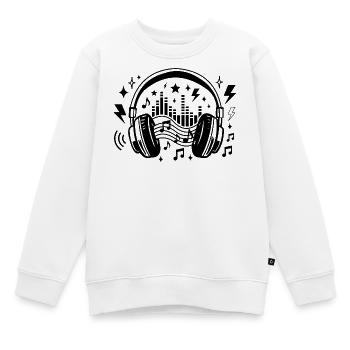 Musique, casques, Ondes sonores graphiques, Amateur de musique - Sweat Premium enfant bio - blanc - Devant - AI Model Kid Male (0cm)