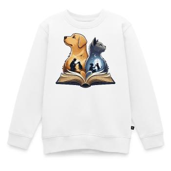 L’amitié de Paw dans le livre - Sweat Premium enfant bio - blanc - Devant - AI Model Kid Male (0cm)