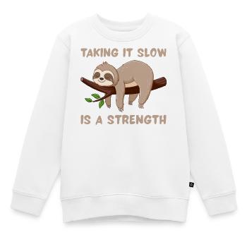Paresseux Lent et Fort - Sweat Premium enfant bio - blanc - Devant - AI Model Kid Male (0cm)