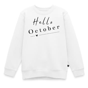 Hello October | Modern Herbst Design - Kinder Premium Organic Sweatshirt - Weiß - Vorne - AI Model Kid Male (0cm)