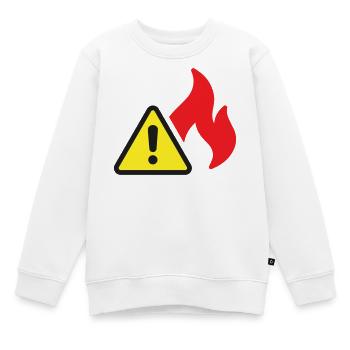 Icône solide d’alerte incendie Symbole de sécurité de flamme - Sweat Premium enfant bio - blanc - Devant - AI Model Kid Male (0cm)