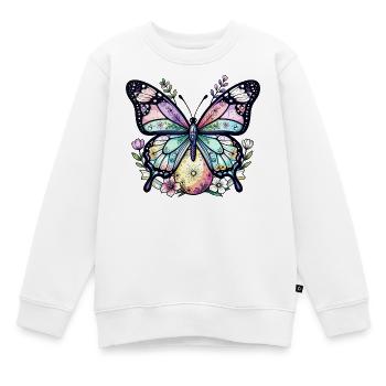 Pastell-Blumenschmetterling - Kinder Premium Organic Sweatshirt - Weiß - Vorne - AI Model Kid Male (0cm)