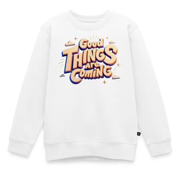 Good Things Are Coming — Typographie pop 3D - Sweat Premium enfant bio - blanc - Devant - AI Model Kid Male (0cm)