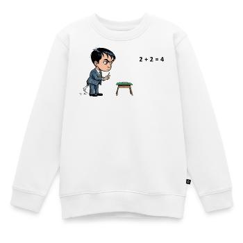 Comic-Schüler bei Rechenaufgabe – Mathe Frust - Kinder Premium Organic Sweatshirt - Weiß - Vorne - AI Model Kid Male (0cm)