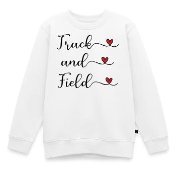 Logo manuscrit d’athlétisme avec des cœurs - Sweat Premium enfant bio - blanc - Devant - AI Model Kid Male (0cm)