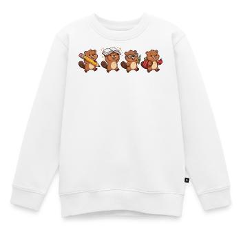 Lernbiber Quartett - Kinder Premium Organic Sweatshirt - Weiß - Vorne - AI Model Kid Male (0cm)