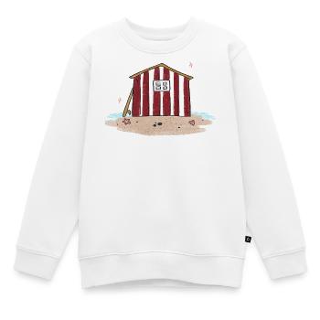 Maison de plage à bandes rouges - Sweat Premium enfant bio - blanc - Devant - AI Model Kid Male (0cm)