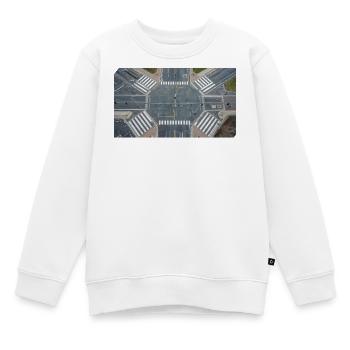 Vue aérienne de la géométrie d’intersection - Sweat Premium enfant bio - blanc - Devant - AI Model Kid Male (0cm)