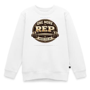 One more rep never give up - Kinder Premium Organic Sweatshirt - Weiß - Vorne - AI Model Kid Male (0cm)