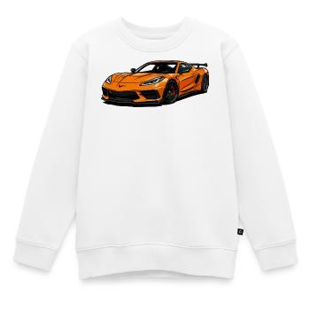 Orangener Sportwagen Illustration - Kinder Premium Organic Sweatshirt - Weiß - Vorne - AI Model Kid Male (0cm)