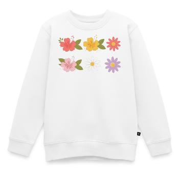 Explosion florale tropicale de l’hibiscus - Sweat Premium enfant bio - blanc - Devant - AI Model Kid Male (0cm)