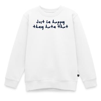 Just be happy - Kinder Premium Organic Sweatshirt - Weiß - Vorne - AI Model Kid Male (0cm)