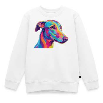 Aquarell Windhund Bunte Windhund-Kunst - Kinder Premium Organic Sweatshirt - Weiß - Vorne - AI Model Kid Male (0cm)