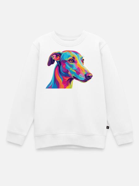 Aquarell Windhund Bunte Windhund-Kunst - Kinder Premium Organic Sweatshirt - Weiß