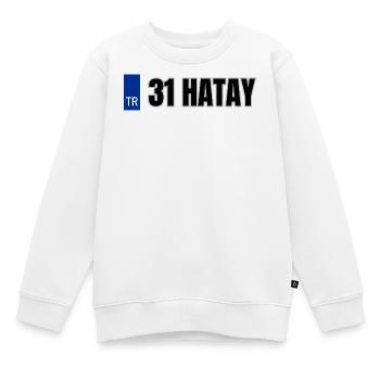 31 Hatay Kennzeichen | Türkisches Kennzeichen - Kinder Premium Organic Sweatshirt - Weiß - Vorne - AI Model Kid Male (0cm)