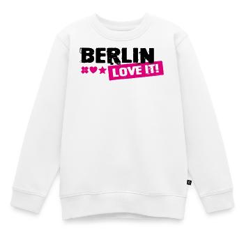 Berlin Love It Pink Stamp - Kinder Premium Organic Sweatshirt - Weiß - Vorne - AI Model Kid Male (0cm)