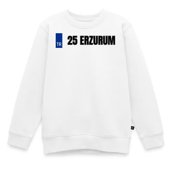25 Erzurum Kennzeichen | Türkisches Kennzeichen - Kinder Premium Organic Sweatshirt - Weiß - Vorne - AI Model Kid Male (0cm)