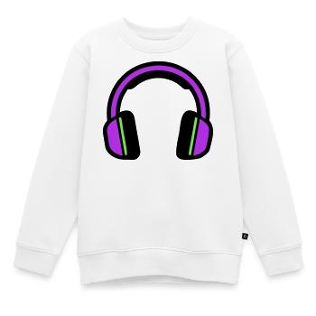 Silhouette musicale des écouteurs - Sweat Premium enfant bio - blanc - Devant - AI Model Kid Male (0cm)