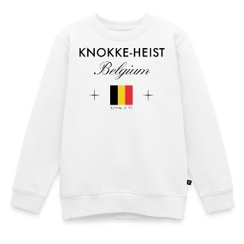 Knokke Heist Belgium Coordinates Travel Souvenir - Kids Premium Organic Sweatshirt - white - Front - AI Model Kid Male (0cm)