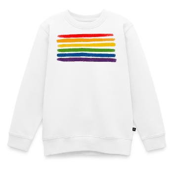 Regenbogenstreifen LGBTQIA+- - Kinder Premium Organic Sweatshirt - Weiß - Vorne - AI Model Kid Male (0cm)