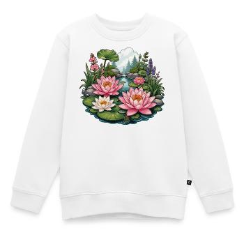 L’étang de nénuphars dans l’idylle forestier - Sweat Premium enfant bio - blanc - Devant - AI Model Kid Male (0cm)