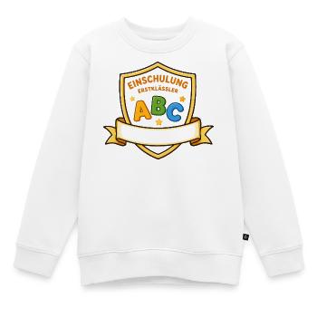 Einschulung ABC Schild Motiv - Kinder Premium Organic Sweatshirt - Weiß - Vorne - AI Model Kid Male (0cm)