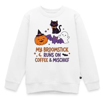 Mein Besen läuft auf Kaffee – lustiges Halloween - Kinder Premium Organic Sweatshirt - Weiß - Vorne - AI Model Kid Male (0cm)