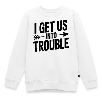 Ich bringe uns in Schwierigkeiten - Kinder Premium Organic Sweatshirt - Weiß - Vorne - AI Model Kid Male (0cm)