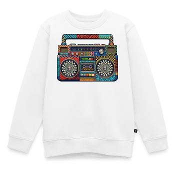 Farbenfrohe Retro Boombox Muster - Kinder Premium Organic Sweatshirt - Weiß - Vorne - AI Model Kid Male (0cm)