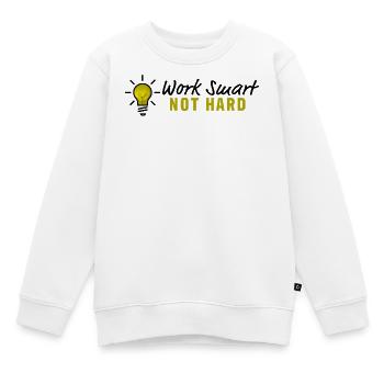 Work smart not hard - Glühbirne Design - Kinder Premium Organic Sweatshirt - Weiß - Vorne - AI Model Kid Male (0cm)