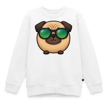 Mops Hund Cartoon Chibi Kawaii Sonnenbrille - Kinder Premium Organic Sweatshirt - Weiß - Vorne - AI Model Kid Male (0cm)