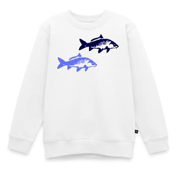Zwei blaue Fischsilhouetten - Kinder Premium Organic Sweatshirt - Weiß - Vorne - AI Model Kid Male (0cm)