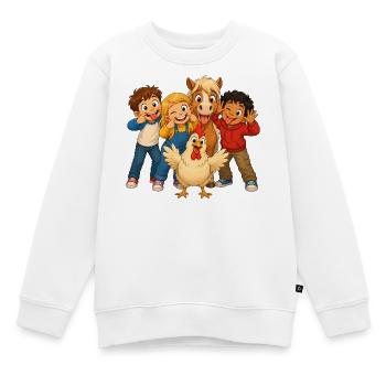 Kinder machen Grimassen mit lustigen Hoftieren - Kinder Premium Organic Sweatshirt - Weiß - Vorne - AI Model Kid Male (0cm)