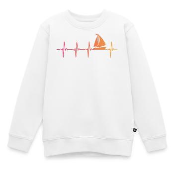Sunset Sailing Boat Heartbeat Sail - Kids Premium Organic Sweatshirt - white - Front - AI Model Kid Male (0cm)