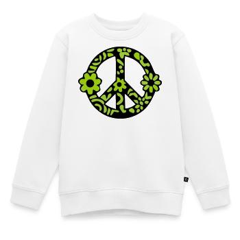 Peace Zeichen Blumen Icon - Kinder Premium Organic Sweatshirt - Weiß - Vorne - AI Model Kid Male (0cm)