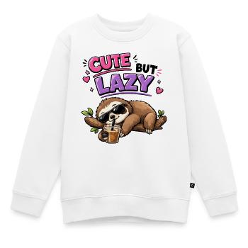 Cute but lazy sloth with iced coffee - Kids Premium Organic Sweatshirt - white - Front - AI Model Kid Male (0cm)
