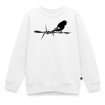 Black Graphic Wellensittich – Schwarzer Vogel - Kinder Premium Organic Sweatshirt - Weiß - Vorne - AI Model Kid Male (0cm)