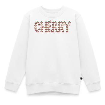 Cherry typography - Kids Premium Organic Sweatshirt - white - Front - AI Model Kid Male (0cm)