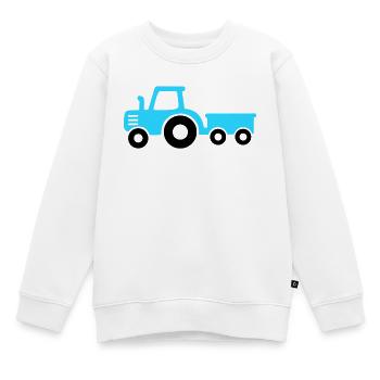 Traktor mit Anhänger in hellblau - Kinder Premium Organic Sweatshirt - Weiß - Vorne - AI Model Kid Male (0cm)