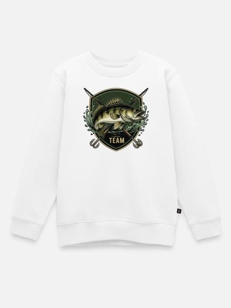 Zander Fishing Team – Dark Angler Badge - Kinder Premium Organic Sweatshirt - Weiß