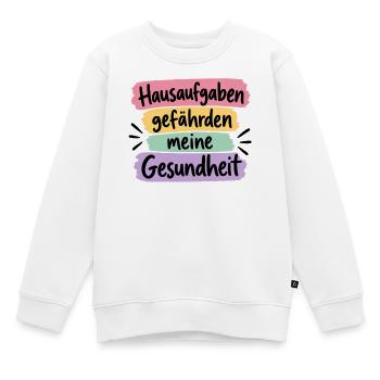 Hausaufgaben gefährden meine Gesundheit - Schüler - Kinder Premium Organic Sweatshirt - Weiß - Vorne - AI Model Kid Male (0cm)
