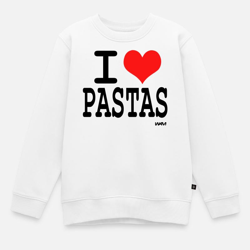 I love pastas - couleurs customisables - Sweat Premium enfant bio - blanc